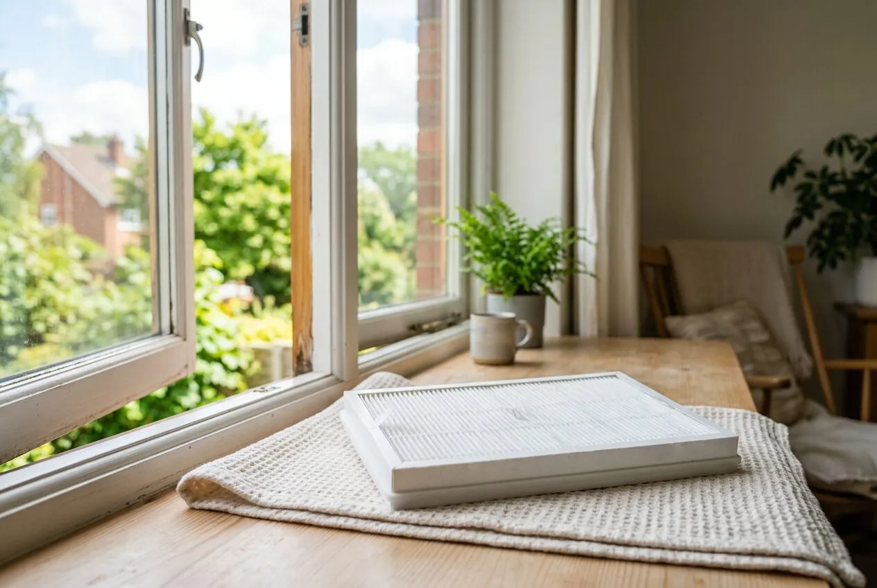 Air purifier filter drying after cleaning