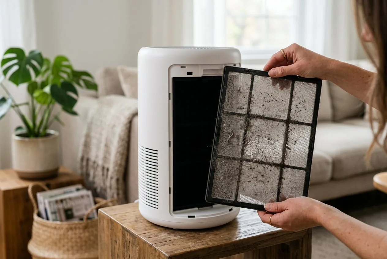 Air purifier filter types and functions close-up