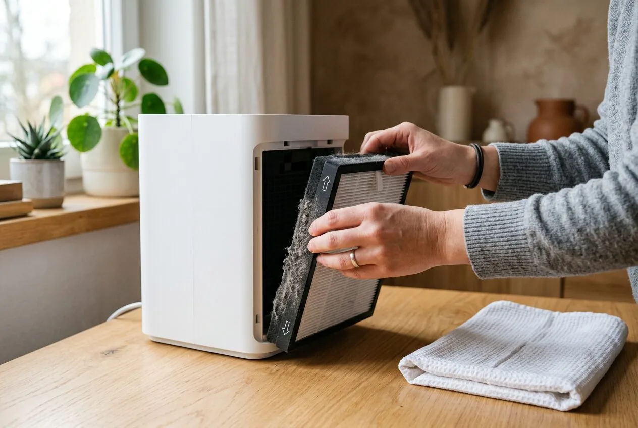 Removing an air purifier filter for cleaning